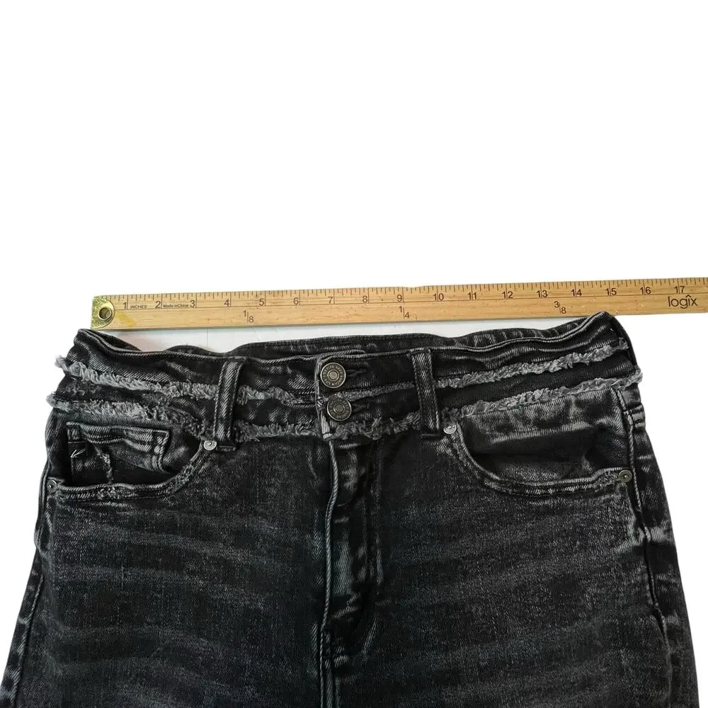 KanCan Skinny Jeans 11/29 Black Wash Women’s Raw Hem Soft Stretch Denim - Picture 6 of 11